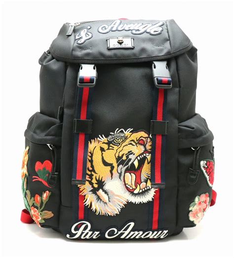 gucci embroidered tiger backpack